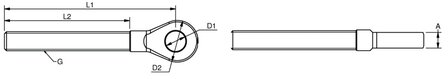 Draadoog design schroefdraad rechts M5x&Oslash;5,5mm