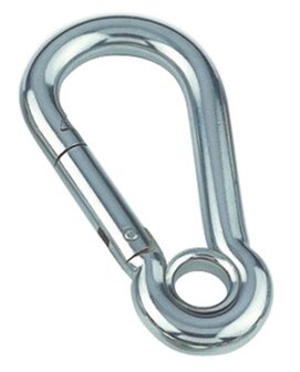 RVS karabijnhaak met kous 50x5mm