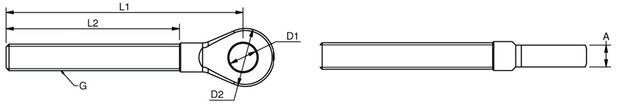 Draadoog design schroefdraad rechts M6xØ6,4mm